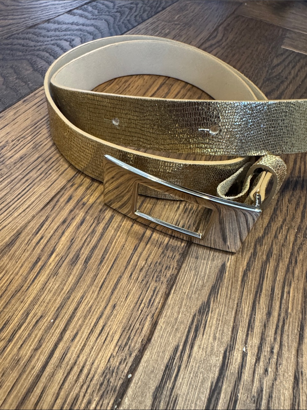 Banana Republic Gold Metallic Belt with Gold slide Buckle XS